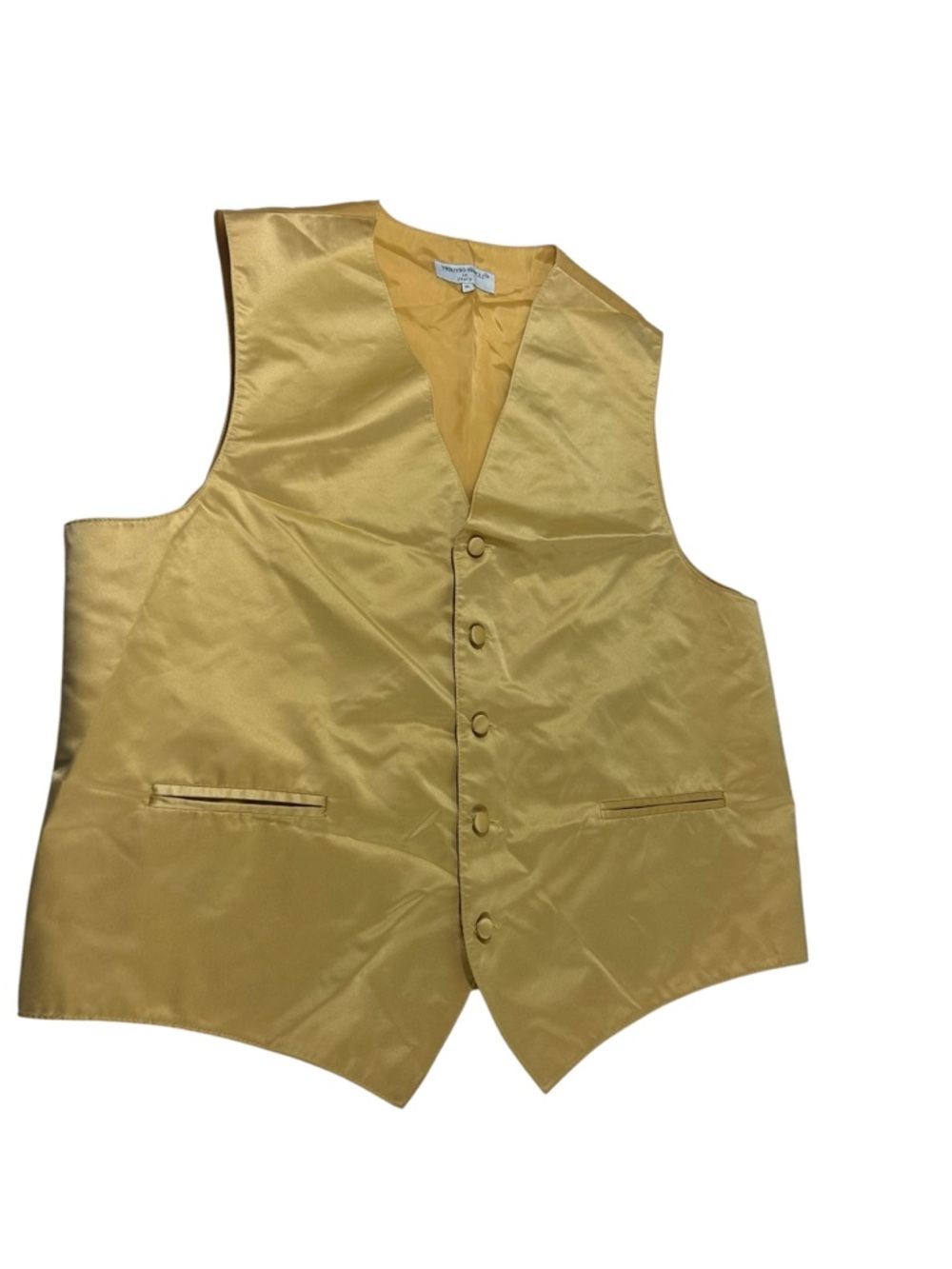 Vesuvio Napoli Gold Satin Vest XL - Elegant Formal Occasion Wear